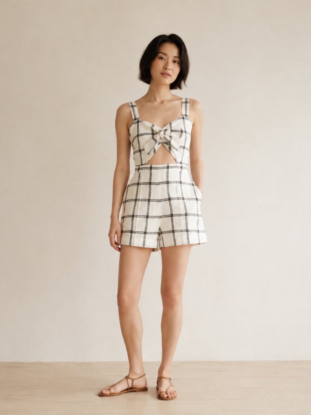 Abercrombie & Fitch Black and White Check Romper NWT